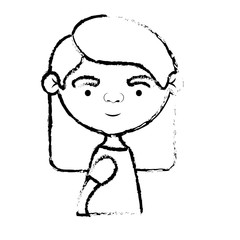 blurred silhouette of half body elderly woman in dress with straight hairstyle