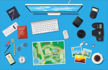 Traveler planning trip.