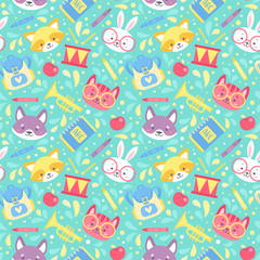 School seamless pattern for children