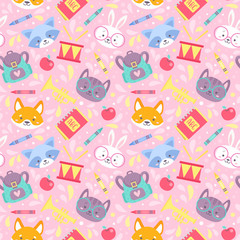 School seamless pattern for children