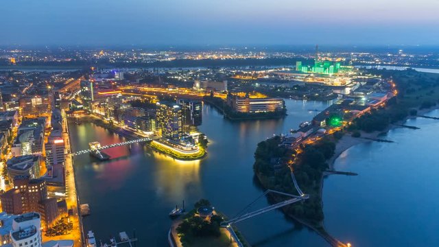 Germany, Duessseldorf, aerial view of Media Harbor