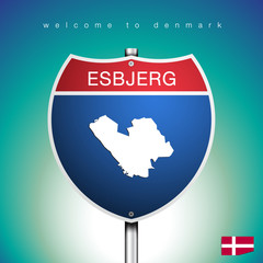 The City label and map of Denmark In American Signs Style