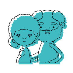 half body couple elderly of grandmother with curly hair with gra