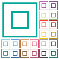 Media stop flat color icons with quadrant frames