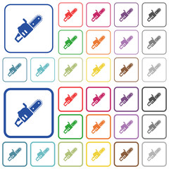 Chainsaw outlined flat color icons