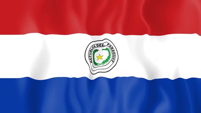 Animated flag of Paraguay in slow motion