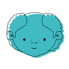 face elderly man with a few curly white hair in blue watercolor silhouette