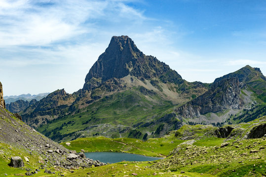 View of the Pic du Midi d'Ossau in the French Pyrenees