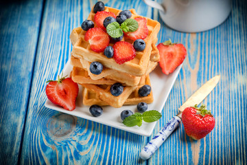 Waffles with berries.