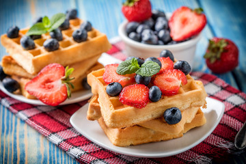 Waffles with berries.