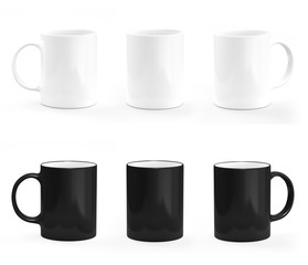 Coffee mug black and white. Mug empty mock-up