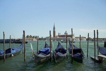Fototapeta na wymiar Some gondolas in Venice