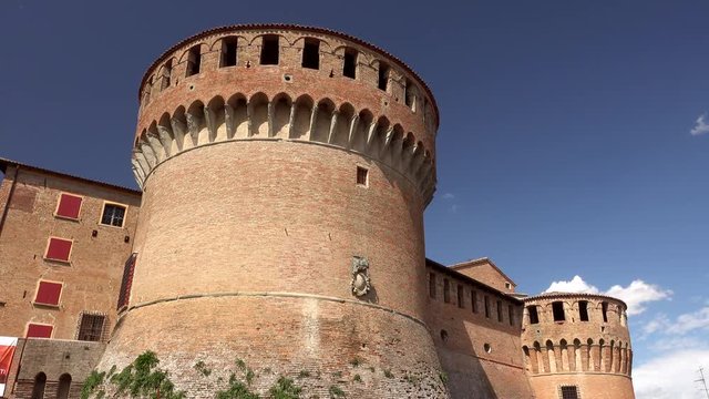 view of the wall of Italian medieval tower