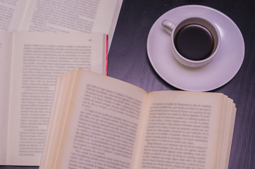 Ótimo conceito de leitura e café