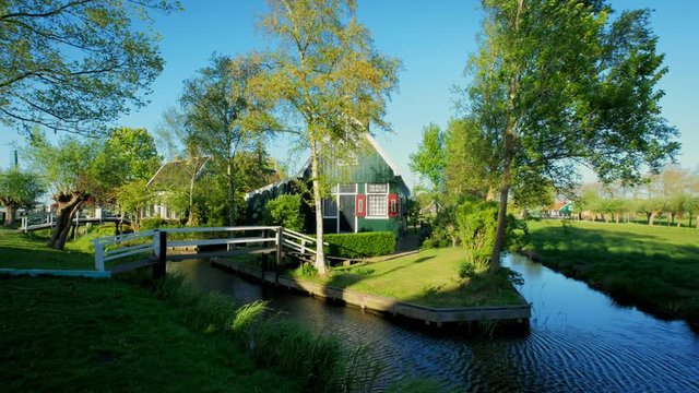 Farm houses in the museum village of Zaanse Schans, Netherlands