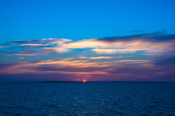 Beautiful sunset on the White sea.