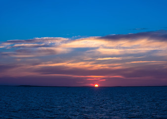 Beautiful sunset on the White sea.
