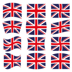 Many Different styles of flag for United Kingdom