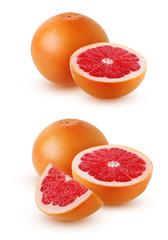 Pink grapefruit isolated on a white background.