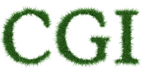 Cgi - 3D rendering fresh Grass letters isolated on whhite background.