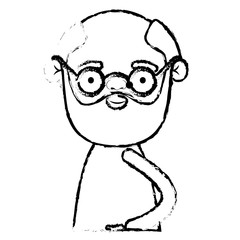 half body grandfather in clothes with beard and glasses in blurred silhouette