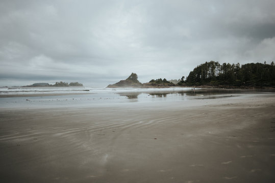 Exploring Cox Bay in Tofino, British Columbia on a foggy morning