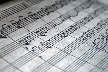 Sheet Music Background Musical Notes with selective focus
