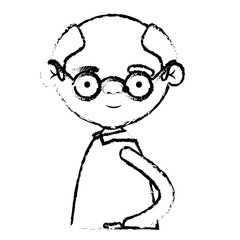 half body elderly man in clothes with glasses in blurred silhouette