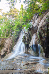 Fototapeta na wymiar Beautiful landscape of tropical Saiyok waterfall in Kanchanaburi, Thailand
