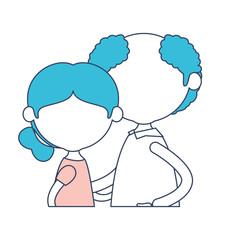 faceless half body elderly couple with grandmother with collected side hairstyle with grandfather with curly hair in color section silhouette