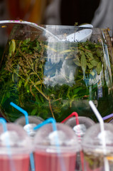 Refreshing drink with herbs and citrus