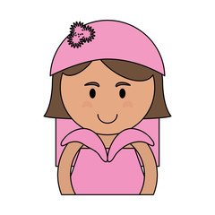 cute bride in pink icon image vector illustration design 