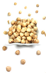 Hazelnuts spread around