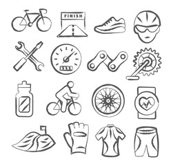 Biking Doodle Icons