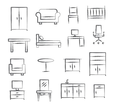 Furniture Doodle Icons