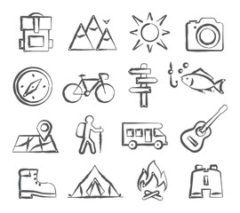 Camping Doodle Icons