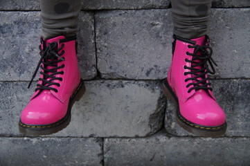 Pink alternative military girl boots