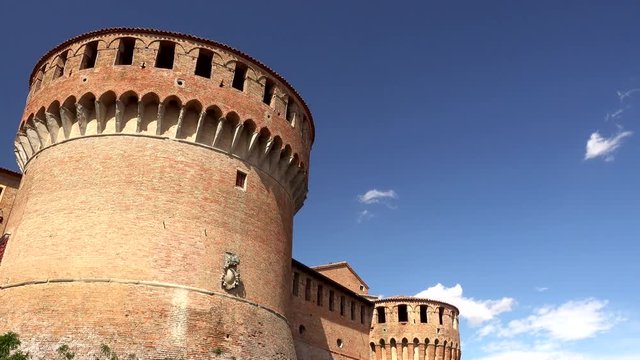 view of the wall of the medieval castle of Dozza in Italy