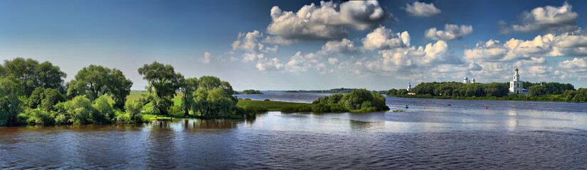 Panorama of the Volkhov River and Yuryev of the monastery near Novgorod