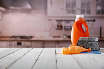 cleaning products on the table