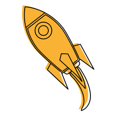 cartoon rocket or spaceship icon image vector illustration design  yellow color