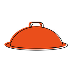 tray or covered platter icon image vector illustration design  orange color