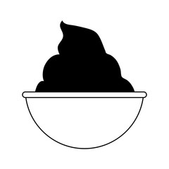 ice cream  in cup icon image vector illustration design  black and white