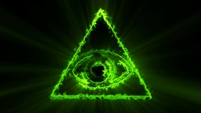 Abstract background with The Eye of Providence. Seamless loop digital backdrop. 3d rendering