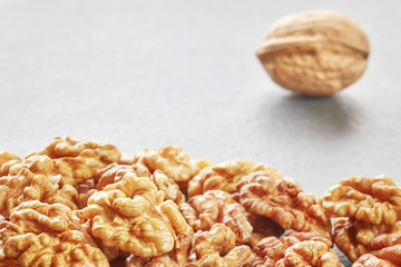 Close up picture of walnuts, space for text.