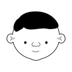 caricature face elderly man with hairstyle in black silhouette sections