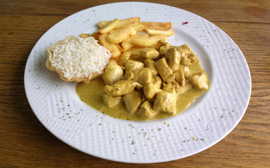 Curry chicken plate with steamed rice