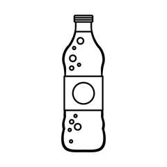 soda bottle with blank label icon image vector illustration design  black line