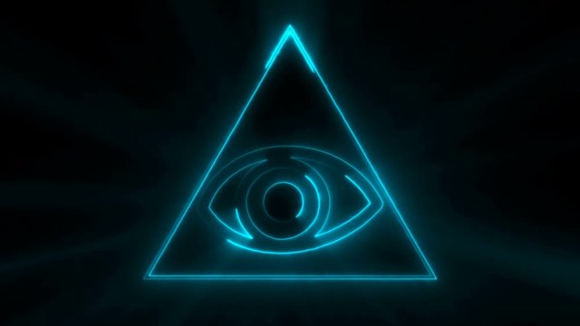 Abstract background with The Eye of Providence. Seamless loop digital backdrop. 3d rendering