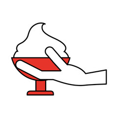 hand holding ice cream cup or sundae icon image vector illustration design 
